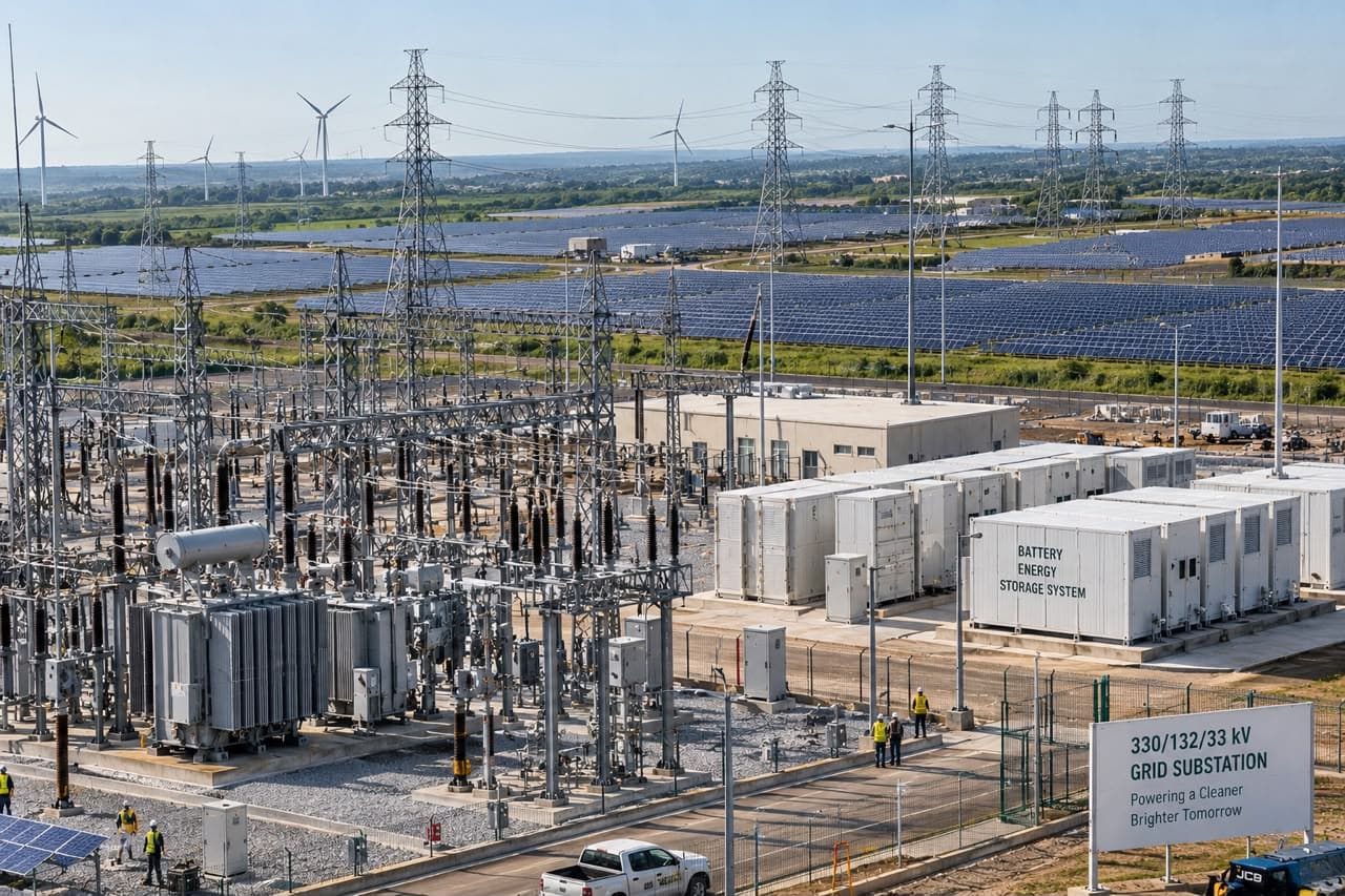 Solar panels and battery energy storage at a community site